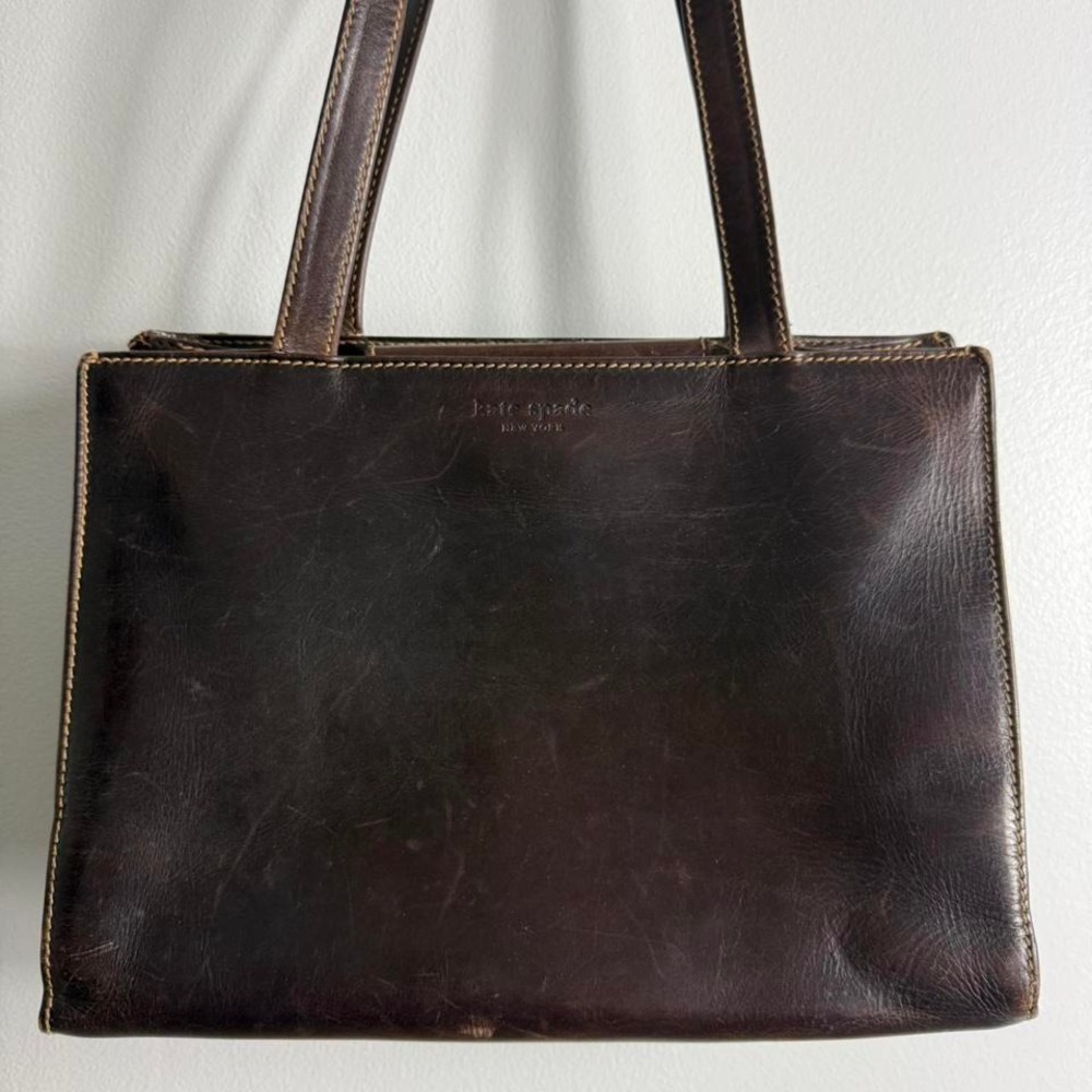Brown vintage leather Kate Spade leather shoulder bag Purse - Picture 4 of 8